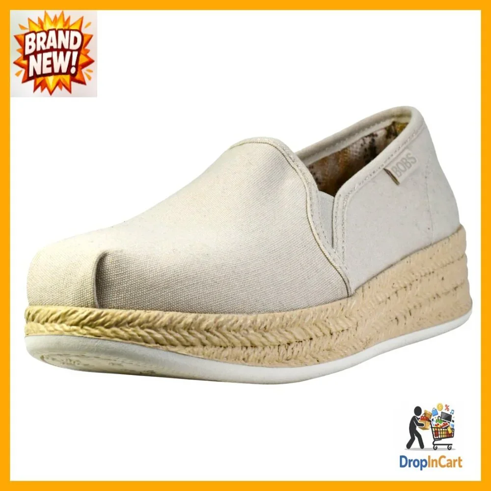 Espadrille Platform Sneakers Vegan Canvas Slip On Memory Foam Comfort
